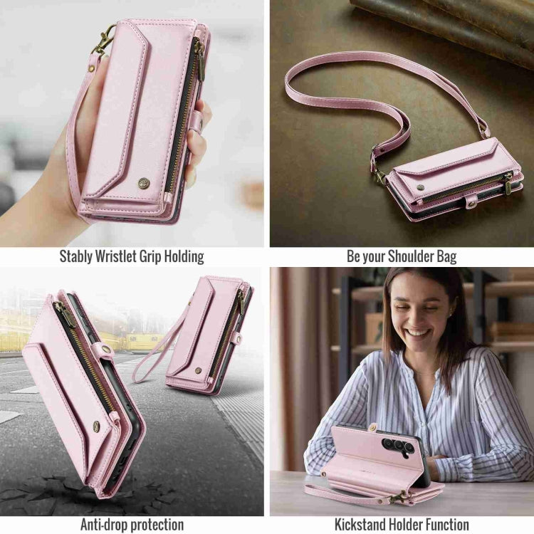 For Samsung Galaxy A15 CaseMe C36 Card Slots Zipper Wallet RFID Anti-theft Leather Phone Case