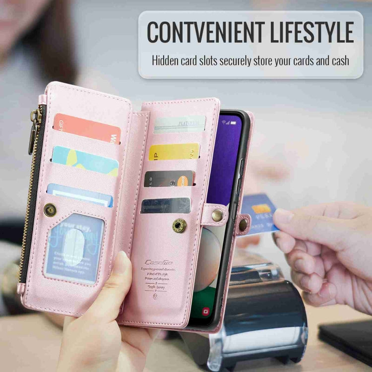 For Samsung Galaxy A22 5G CaseMe C36 Card Slots Zipper Wallet RFID Anti-theft Leather Phone Case