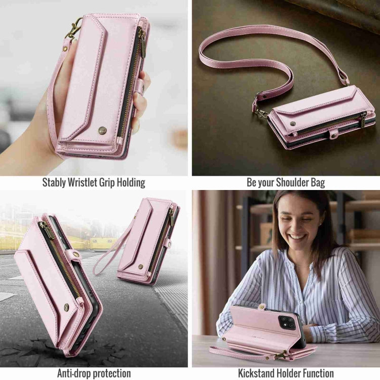 For Samsung Galaxy A22 5G CaseMe C36 Card Slots Zipper Wallet RFID Anti-theft Leather Phone Case