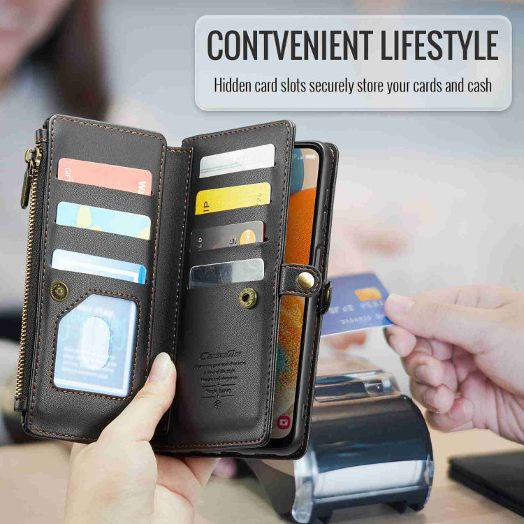 For Samsung Galaxy A23 CaseMe C36 Card Slots Zipper Wallet RFID Anti-theft Leather Phone Case