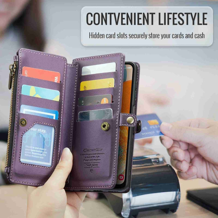 For Samsung Galaxy A23 CaseMe C36 Card Slots Zipper Wallet RFID Anti-theft Leather Phone Case