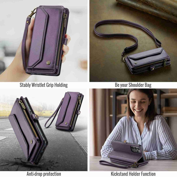 For Samsung Galaxy A23 CaseMe C36 Card Slots Zipper Wallet RFID Anti-theft Leather Phone Case