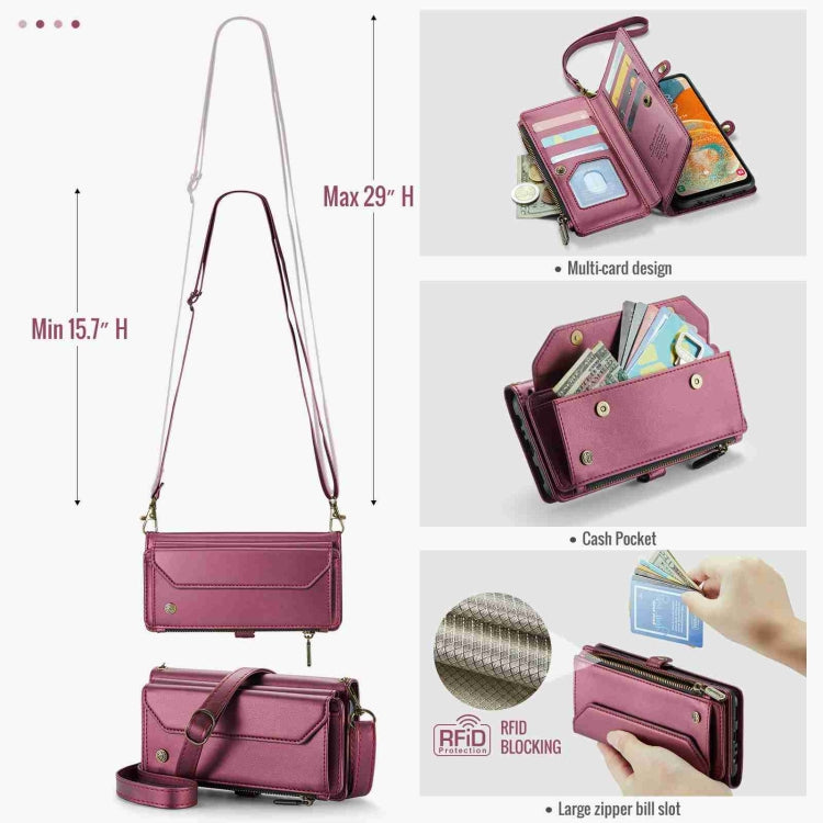 For Samsung Galaxy A23 CaseMe C36 Card Slots Zipper Wallet RFID Anti-theft Leather Phone Case