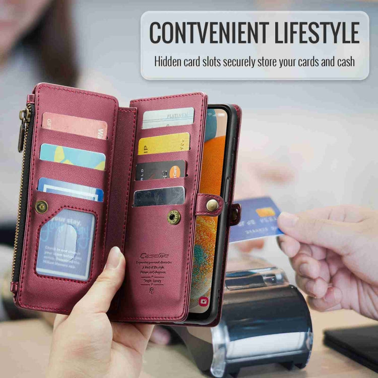 For Samsung Galaxy A23 CaseMe C36 Card Slots Zipper Wallet RFID Anti-theft Leather Phone Case