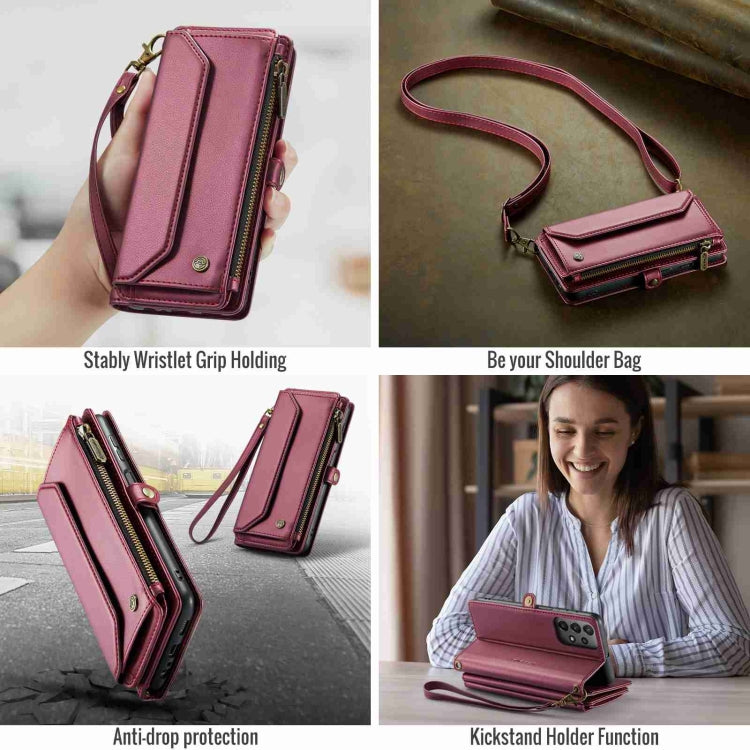For Samsung Galaxy A23 CaseMe C36 Card Slots Zipper Wallet RFID Anti-theft Leather Phone Case
