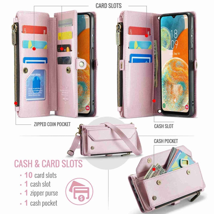 For Samsung Galaxy A23 CaseMe C36 Card Slots Zipper Wallet RFID Anti-theft Leather Phone Case