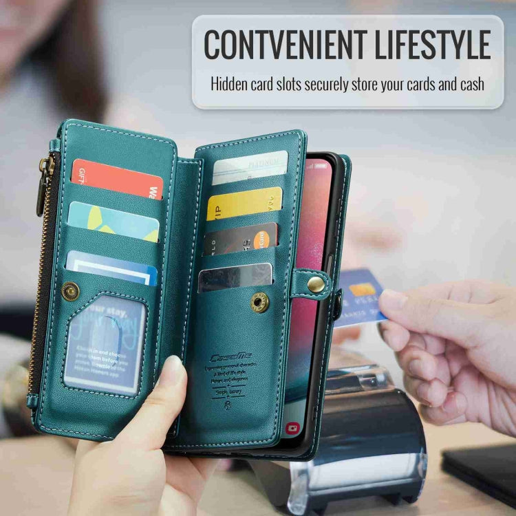 For Samsung Galaxy A24 CaseMe C36 Card Slots Zipper Wallet RFID Anti-theft Leather Phone Case
