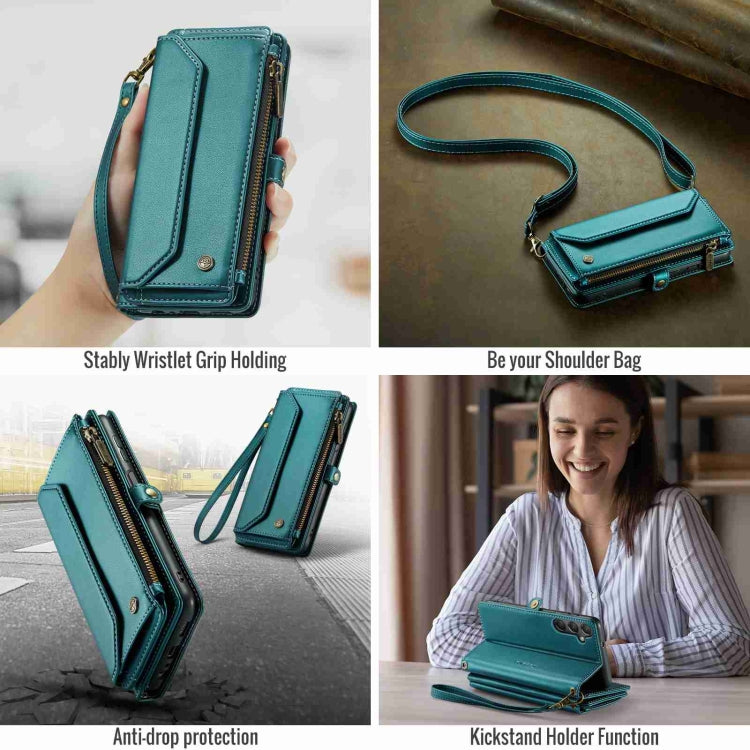 For Samsung Galaxy A24 CaseMe C36 Card Slots Zipper Wallet RFID Anti-theft Leather Phone Case