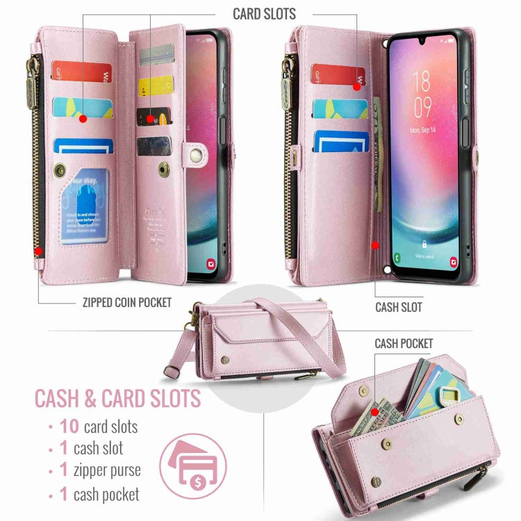 For Samsung Galaxy A24 CaseMe C36 Card Slots Zipper Wallet RFID Anti-theft Leather Phone Case