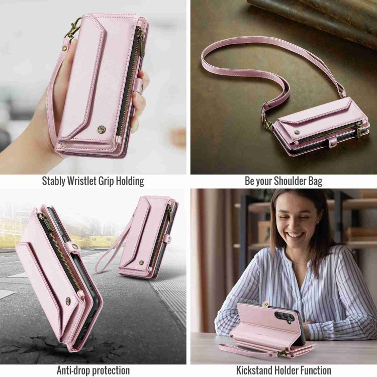 For Samsung Galaxy A24 CaseMe C36 Card Slots Zipper Wallet RFID Anti-theft Leather Phone Case