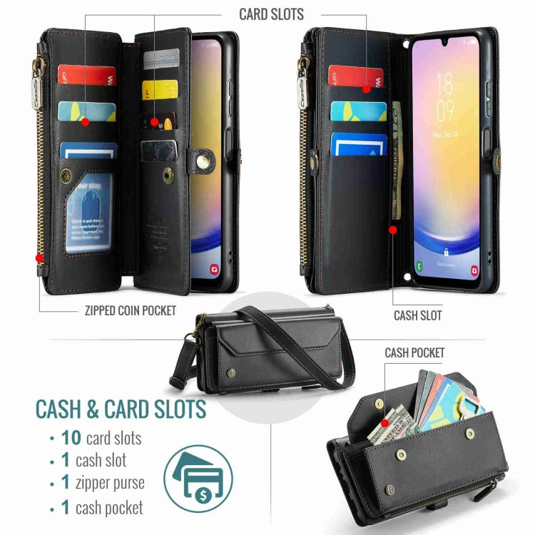For Samsung Galaxy A25 CaseMe C36 Card Slots Zipper Wallet RFID Anti-theft Leather Phone Case