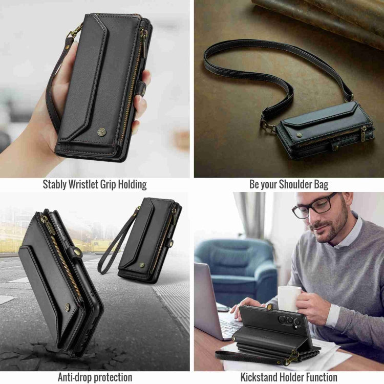 For Samsung Galaxy A25 CaseMe C36 Card Slots Zipper Wallet RFID Anti-theft Leather Phone Case