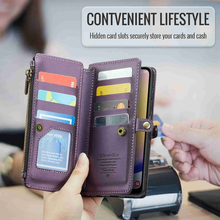 For Samsung Galaxy A25 CaseMe C36 Card Slots Zipper Wallet RFID Anti-theft Leather Phone Case