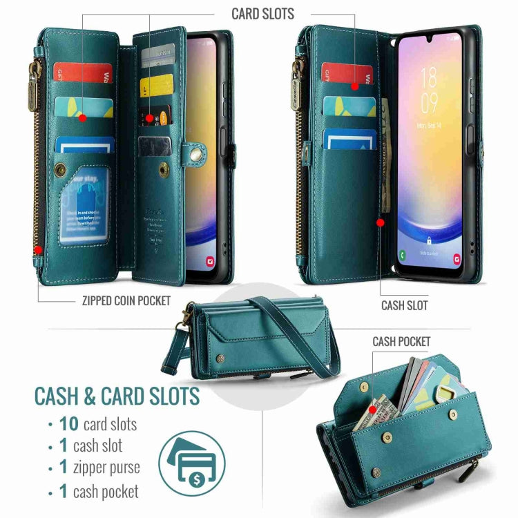 For Samsung Galaxy A25 CaseMe C36 Card Slots Zipper Wallet RFID Anti-theft Leather Phone Case