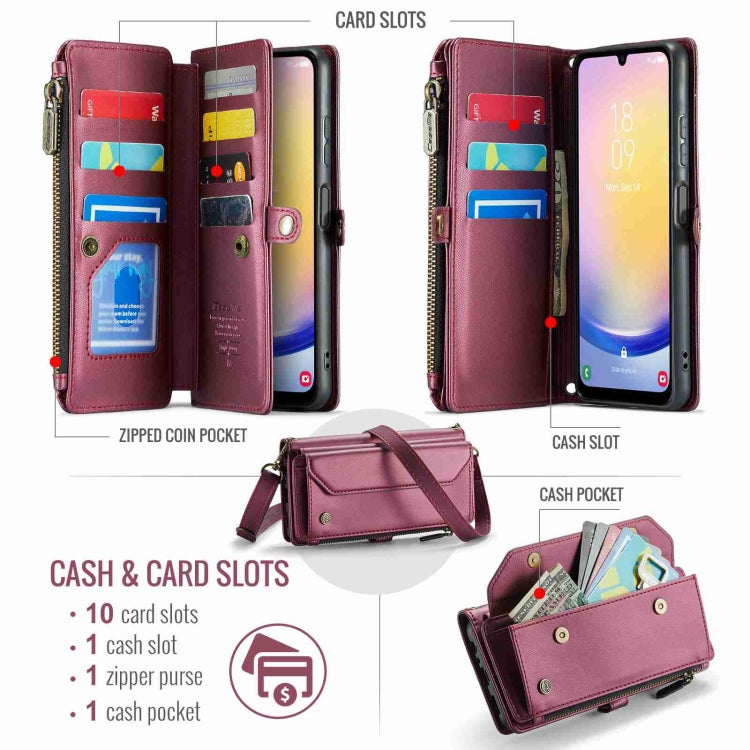 For Samsung Galaxy A25 CaseMe C36 Card Slots Zipper Wallet RFID Anti-theft Leather Phone Case
