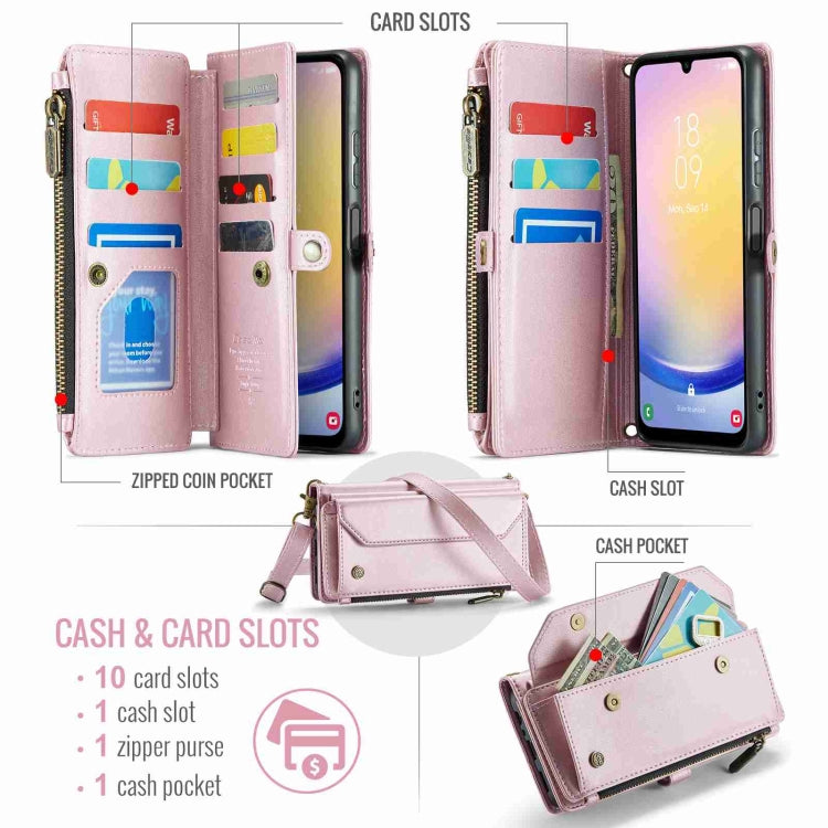 For Samsung Galaxy A25 CaseMe C36 Card Slots Zipper Wallet RFID Anti-theft Leather Phone Case