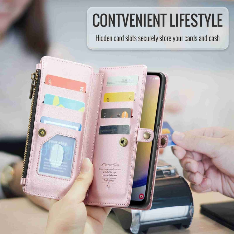 For Samsung Galaxy A25 CaseMe C36 Card Slots Zipper Wallet RFID Anti-theft Leather Phone Case