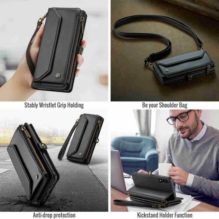 For Samsung Galaxy A30s / A50s / A50 CaseMe C36 Card Slots Zipper Wallet RFID Anti-theft Leather Phone Case