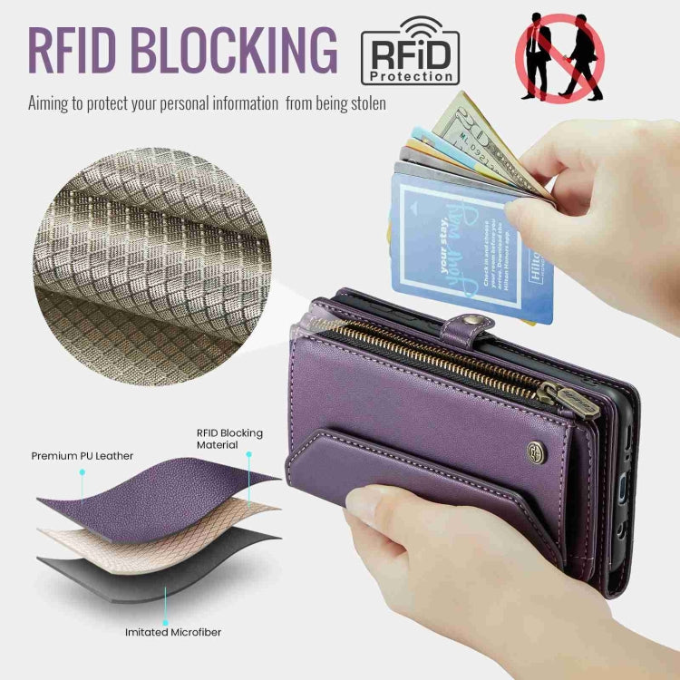 For Samsung Galaxy A30s / A50s / A50 CaseMe C36 Card Slots Zipper Wallet RFID Anti-theft Leather Phone Case