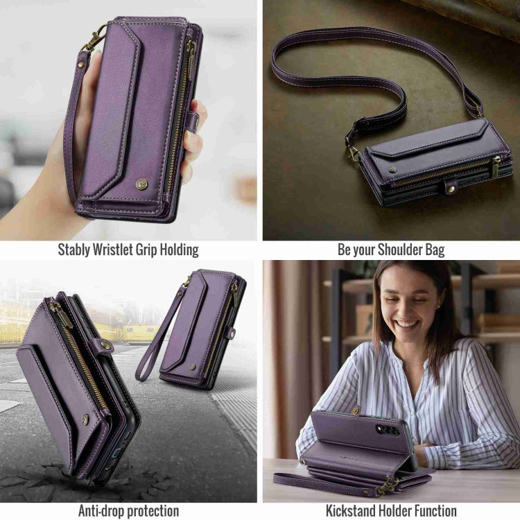 For Samsung Galaxy A30s / A50s / A50 CaseMe C36 Card Slots Zipper Wallet RFID Anti-theft Leather Phone Case