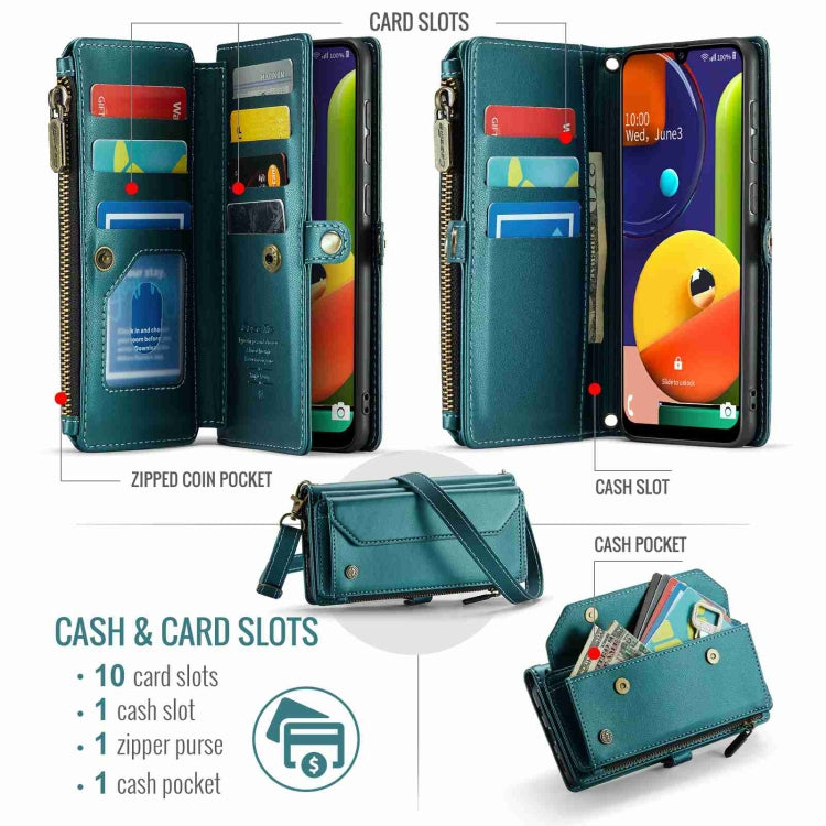For Samsung Galaxy A30s / A50s / A50 CaseMe C36 Card Slots Zipper Wallet RFID Anti-theft Leather Phone Case