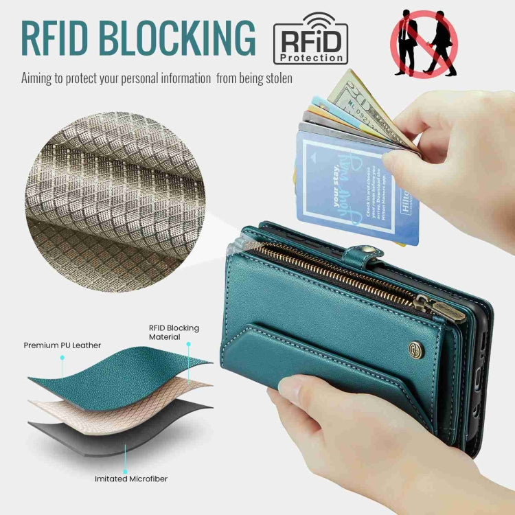 For Samsung Galaxy A30s / A50s / A50 CaseMe C36 Card Slots Zipper Wallet RFID Anti-theft Leather Phone Case