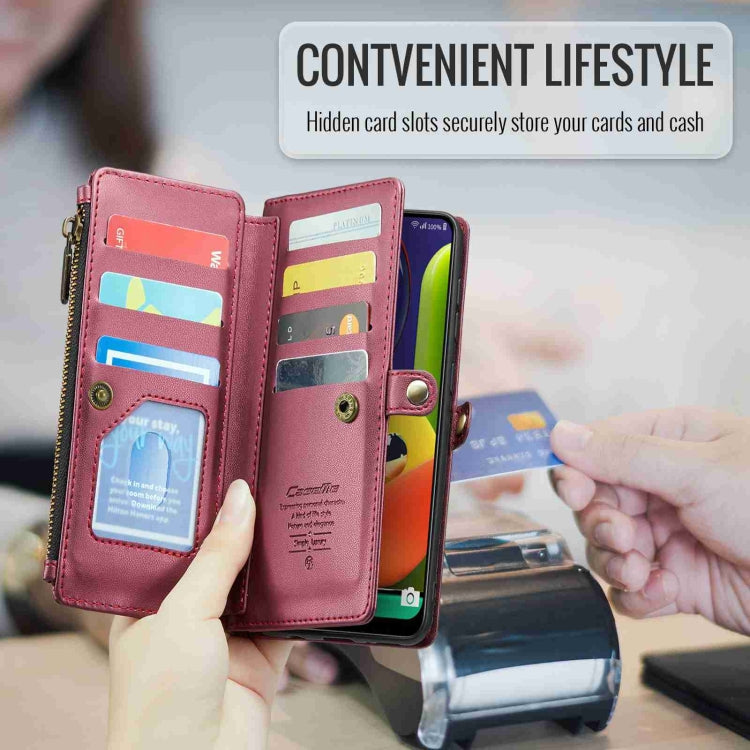 For Samsung Galaxy A30s / A50s / A50 CaseMe C36 Card Slots Zipper Wallet RFID Anti-theft Leather Phone Case