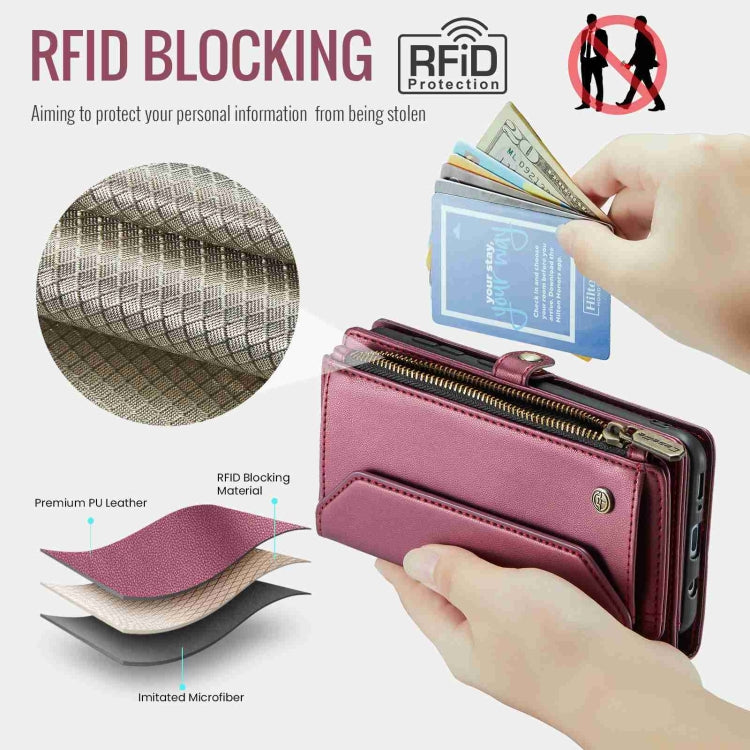 For Samsung Galaxy A30s / A50s / A50 CaseMe C36 Card Slots Zipper Wallet RFID Anti-theft Leather Phone Case