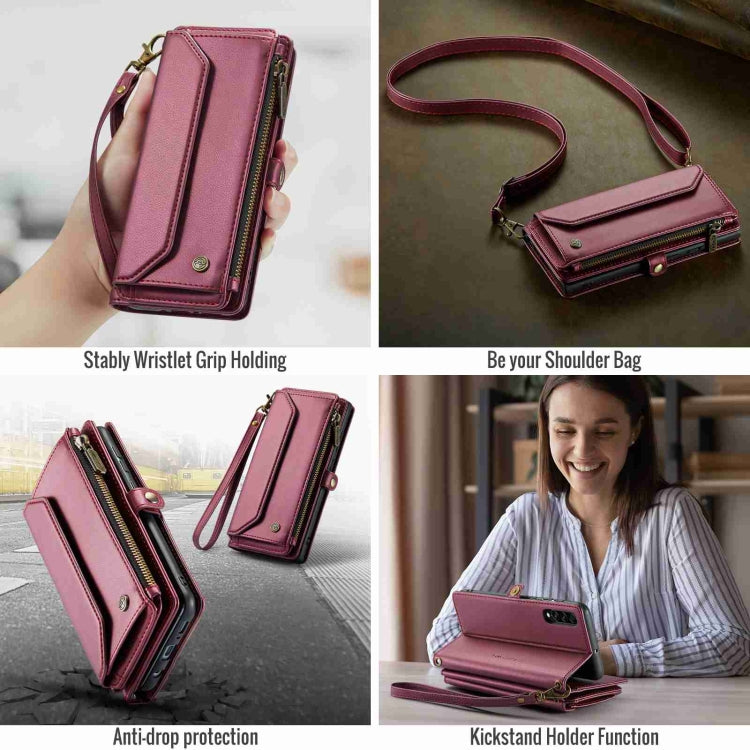 For Samsung Galaxy A30s / A50s / A50 CaseMe C36 Card Slots Zipper Wallet RFID Anti-theft Leather Phone Case