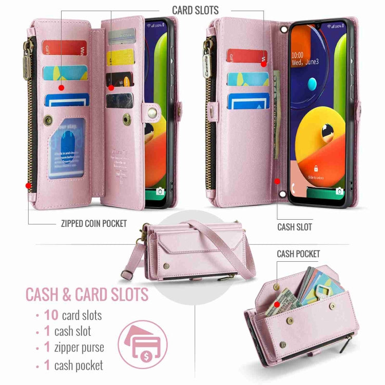 For Samsung Galaxy A30s / A50s / A50 CaseMe C36 Card Slots Zipper Wallet RFID Anti-theft Leather Phone Case