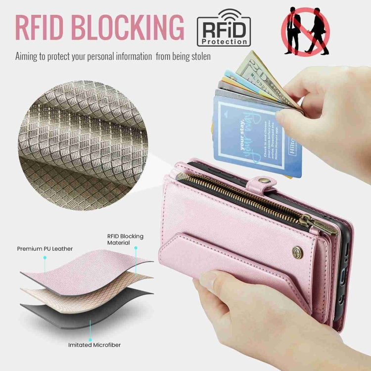 For Samsung Galaxy A30s / A50s / A50 CaseMe C36 Card Slots Zipper Wallet RFID Anti-theft Leather Phone Case