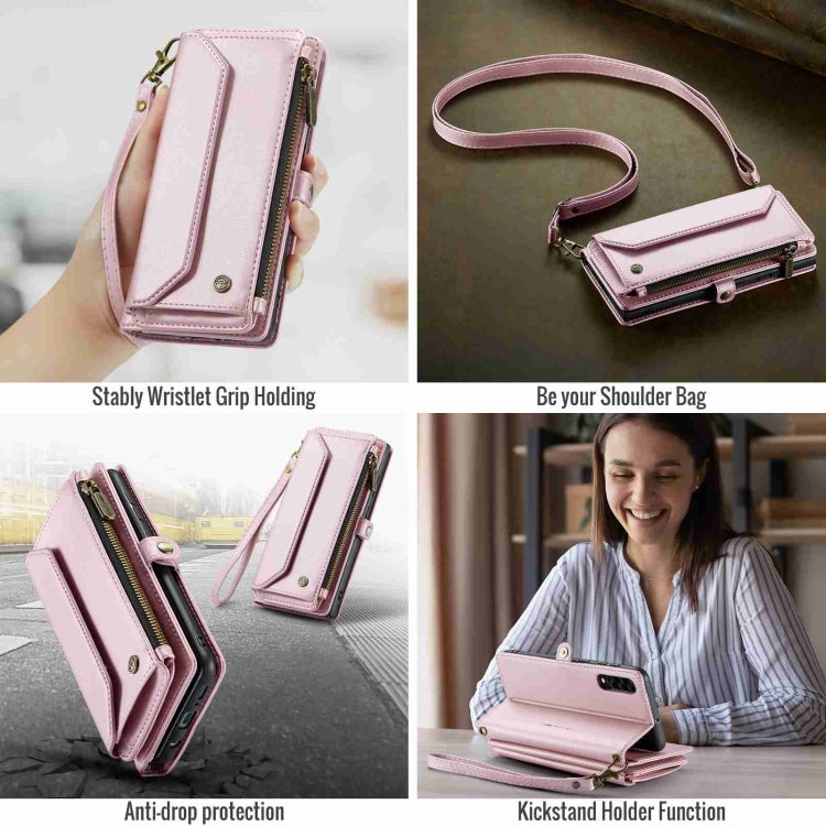 For Samsung Galaxy A30s / A50s / A50 CaseMe C36 Card Slots Zipper Wallet RFID Anti-theft Leather Phone Case