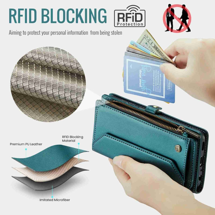 For Samsung Galaxy A32 5G CaseMe C36 Card Slots Zipper Wallet RFID Anti-theft Leather Phone Case
