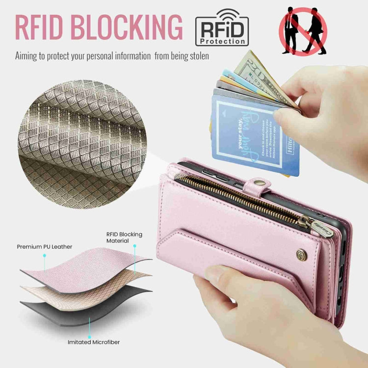For Samsung Galaxy A32 5G CaseMe C36 Card Slots Zipper Wallet RFID Anti-theft Leather Phone Case