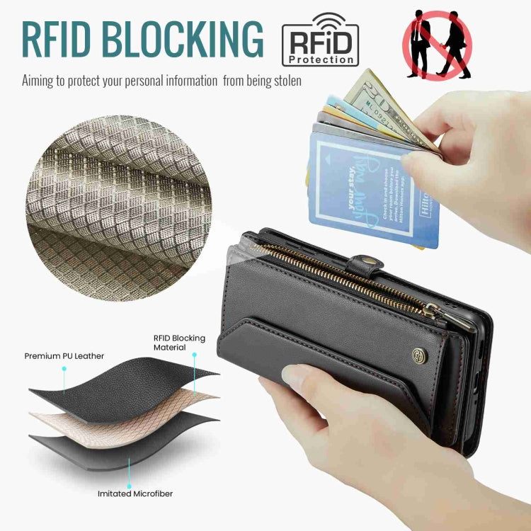 For Samsung Galaxy A33 5G CaseMe C36 Card Slots Zipper Wallet RFID Anti-theft Leather Phone Case