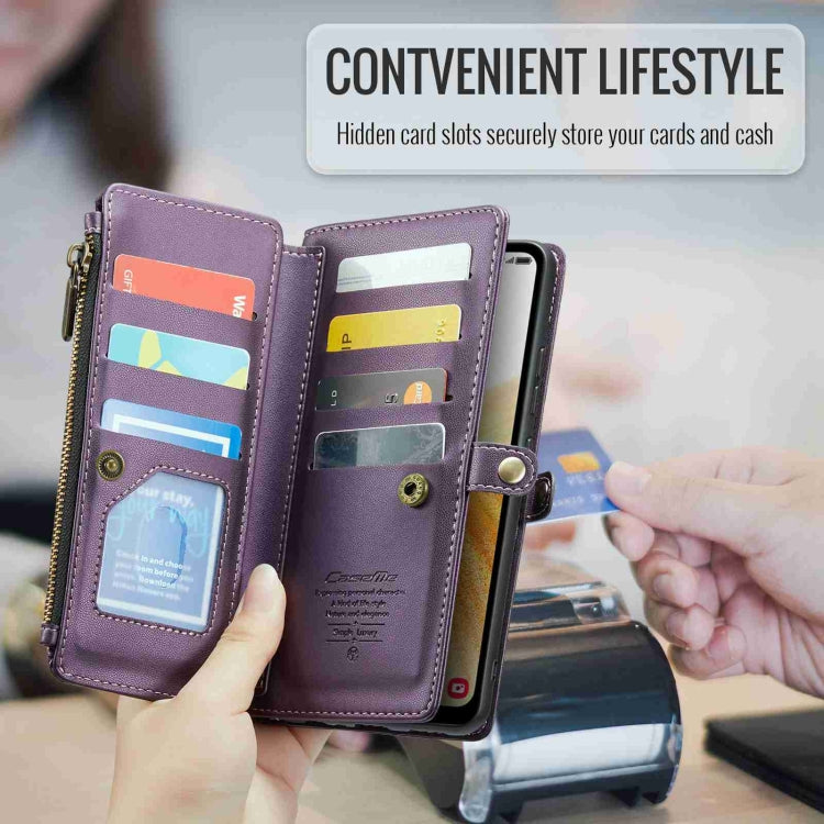 For Samsung Galaxy A33 5G CaseMe C36 Card Slots Zipper Wallet RFID Anti-theft Leather Phone Case