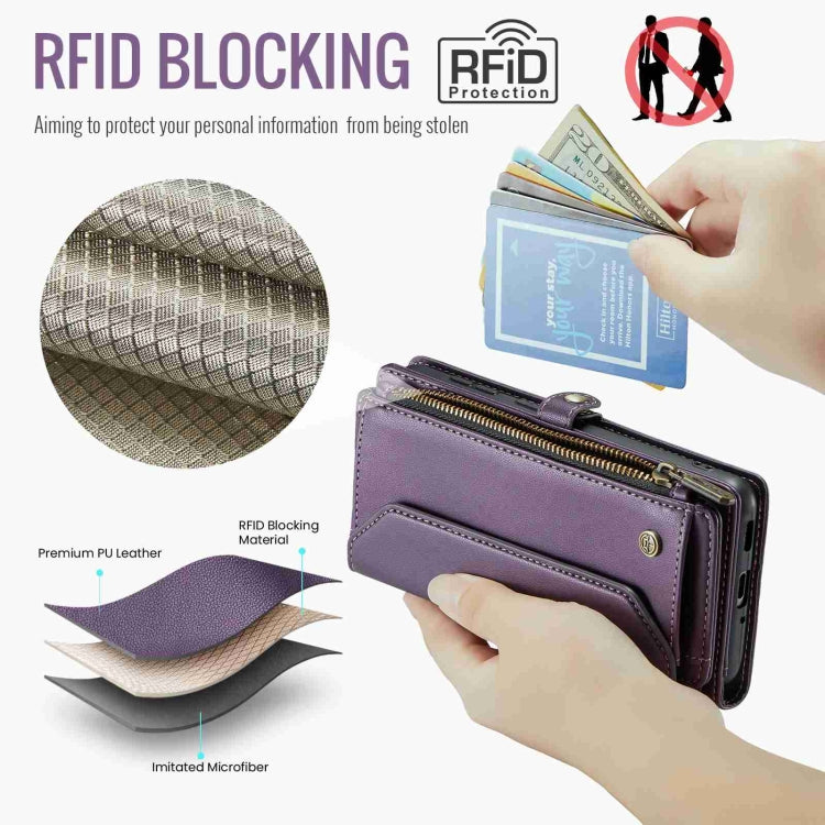 For Samsung Galaxy A33 5G CaseMe C36 Card Slots Zipper Wallet RFID Anti-theft Leather Phone Case