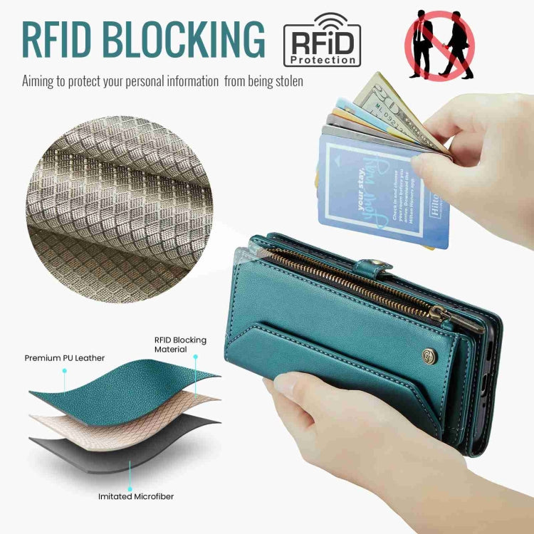 For Samsung Galaxy A33 5G CaseMe C36 Card Slots Zipper Wallet RFID Anti-theft Leather Phone Case