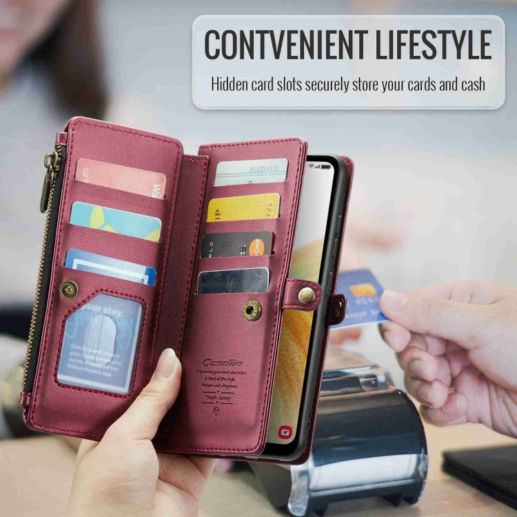 For Samsung Galaxy A33 5G CaseMe C36 Card Slots Zipper Wallet RFID Anti-theft Leather Phone Case