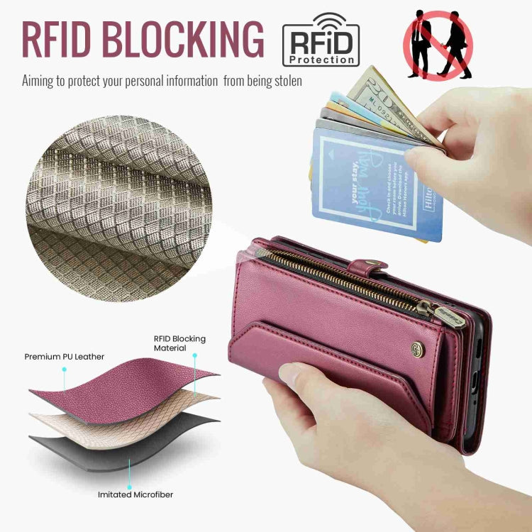 For Samsung Galaxy A33 5G CaseMe C36 Card Slots Zipper Wallet RFID Anti-theft Leather Phone Case