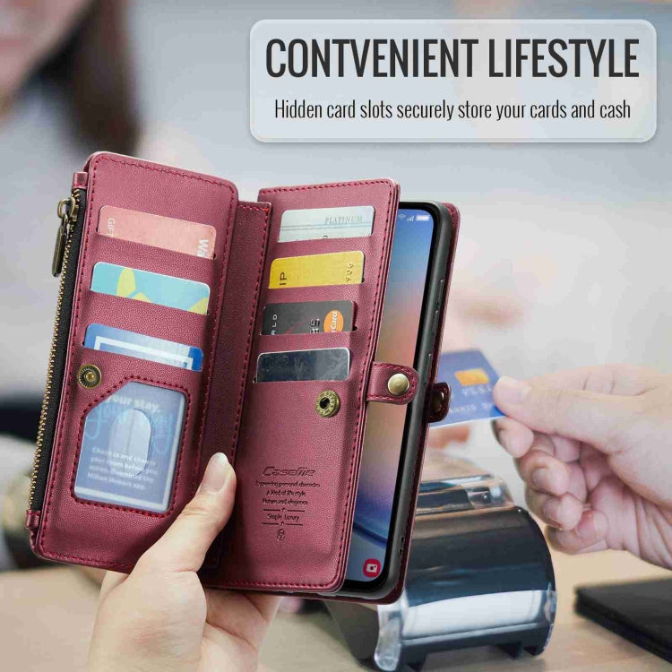 For Samsung Galaxy A34 5G CaseMe C36 Card Slots Zipper Wallet RFID Anti-theft Leather Phone Case