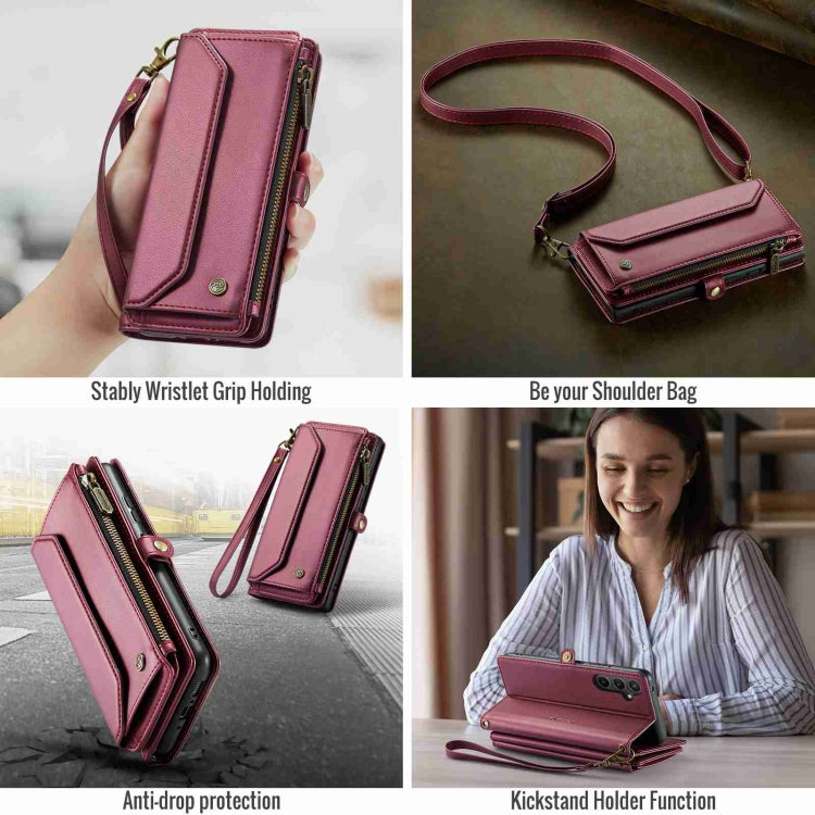 For Samsung Galaxy A34 5G CaseMe C36 Card Slots Zipper Wallet RFID Anti-theft Leather Phone Case