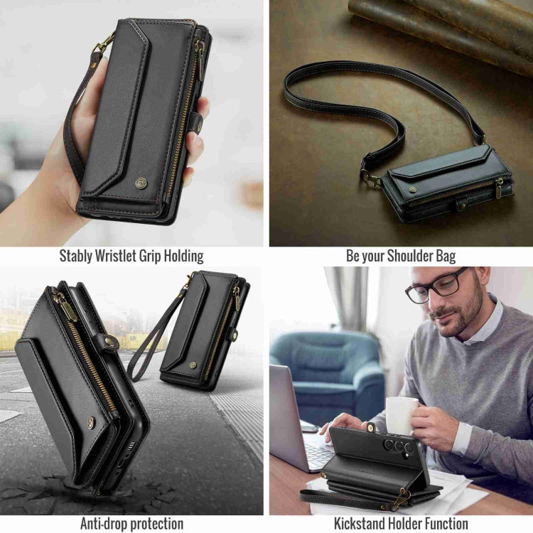 For Samsung Galaxy A35 5G CaseMe C36 Card Slots Zipper Wallet RFID Anti-theft Leather Phone Case