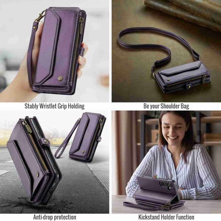 For Samsung Galaxy A35 5G CaseMe C36 Card Slots Zipper Wallet RFID Anti-theft Leather Phone Case