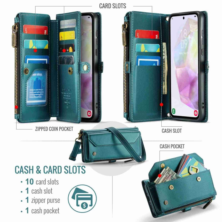 For Samsung Galaxy A35 5G CaseMe C36 Card Slots Zipper Wallet RFID Anti-theft Leather Phone Case