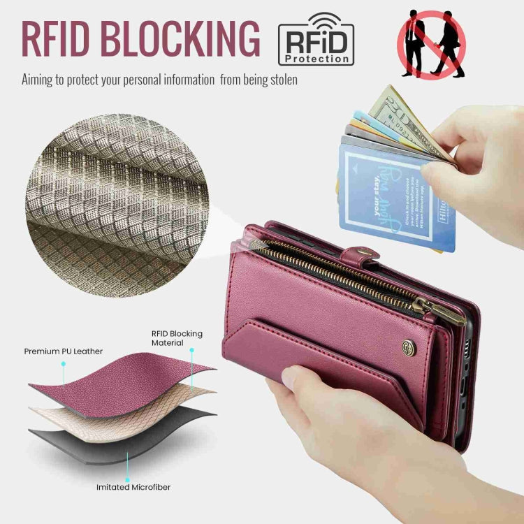 For Samsung Galaxy A35 5G CaseMe C36 Card Slots Zipper Wallet RFID Anti-theft Leather Phone Case