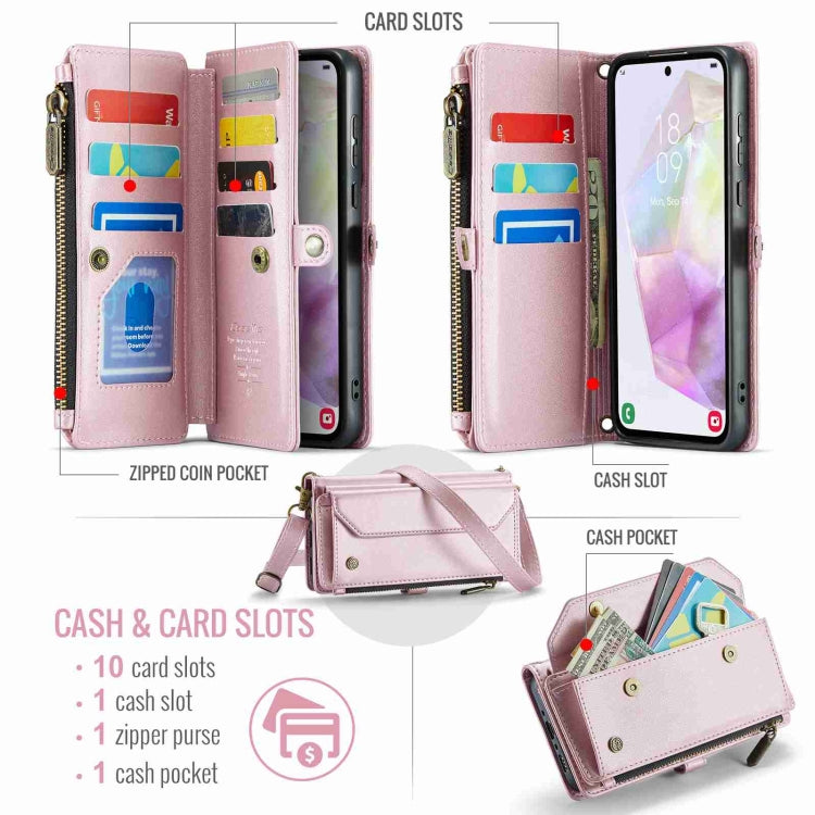 For Samsung Galaxy A35 5G CaseMe C36 Card Slots Zipper Wallet RFID Anti-theft Leather Phone Case