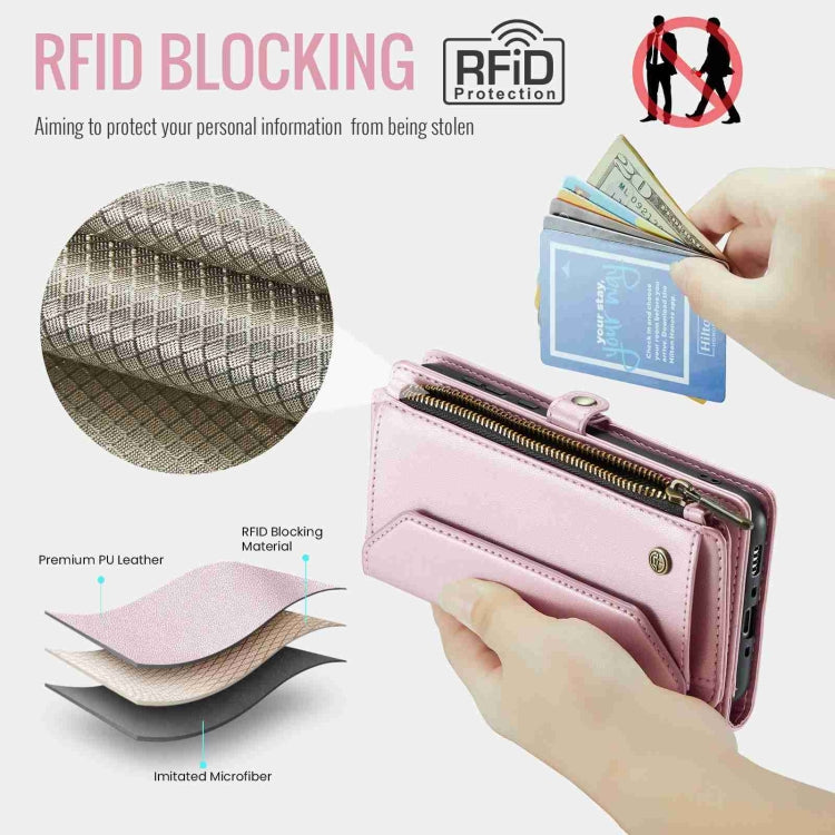 For Samsung Galaxy A35 5G CaseMe C36 Card Slots Zipper Wallet RFID Anti-theft Leather Phone Case