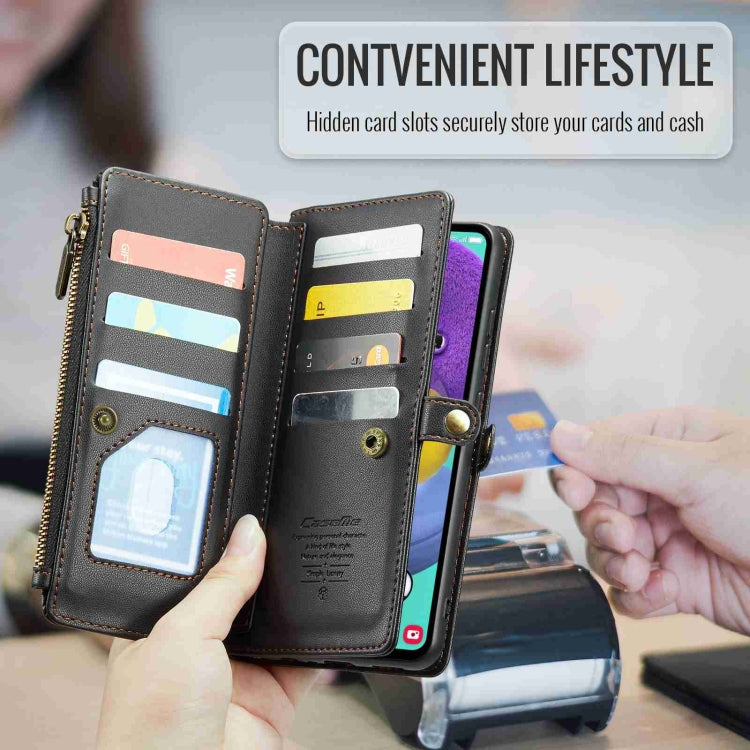 For Samsung Galaxy A51 4G CaseMe C36 Card Slots Zipper Wallet RFID Anti-theft Leather Phone Case