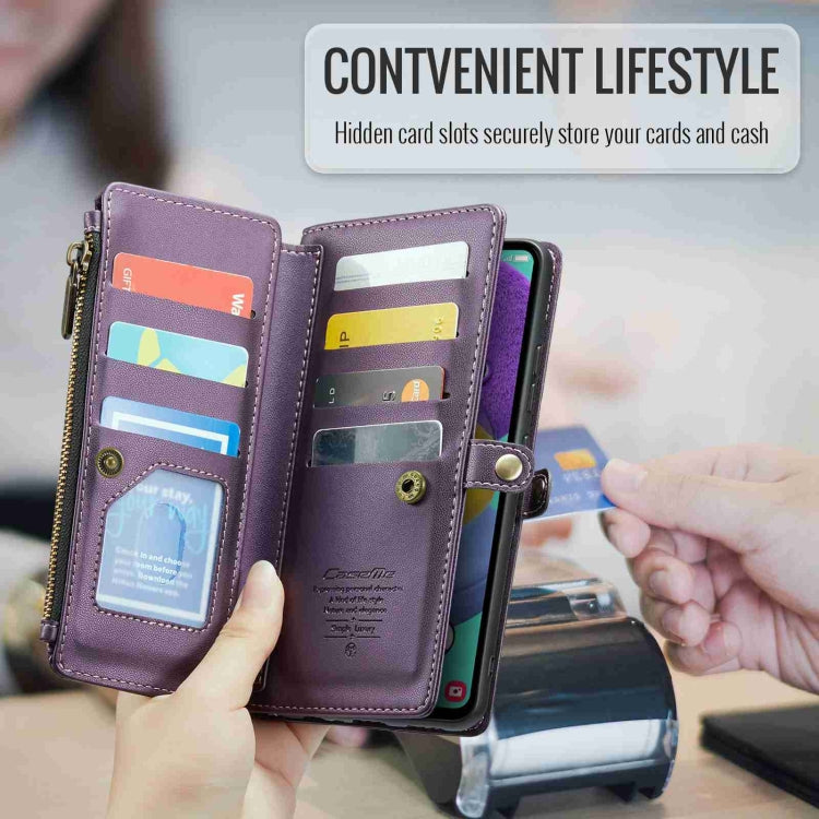 For Samsung Galaxy A51 4G CaseMe C36 Card Slots Zipper Wallet RFID Anti-theft Leather Phone Case